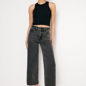 NWT Good American Good Waist Crop Palazzo Jeans in Black